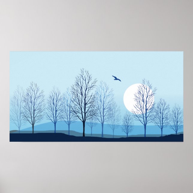 Blue Tint Nature Landscape Poster (Front)