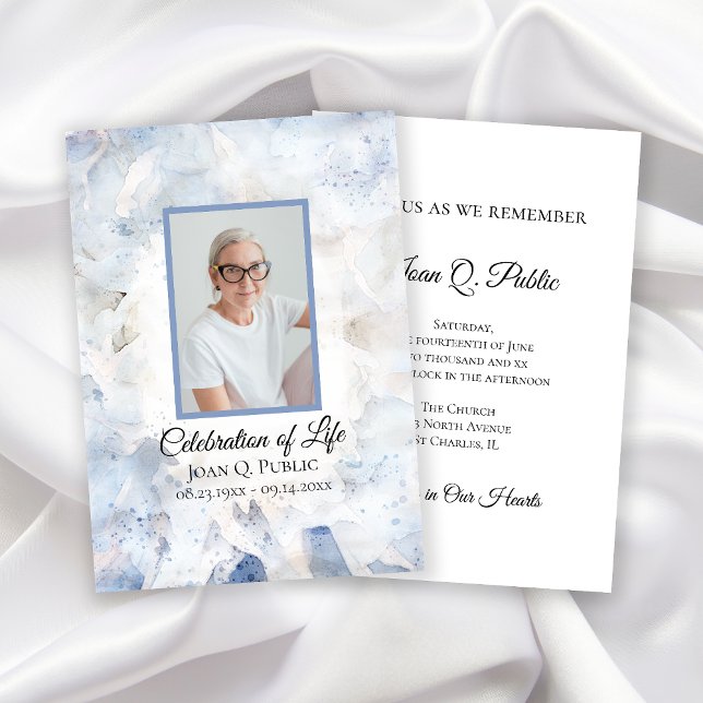 Blue Tinted Carnation Celebration of Life Funeral Invitation (Creator Uploaded)
