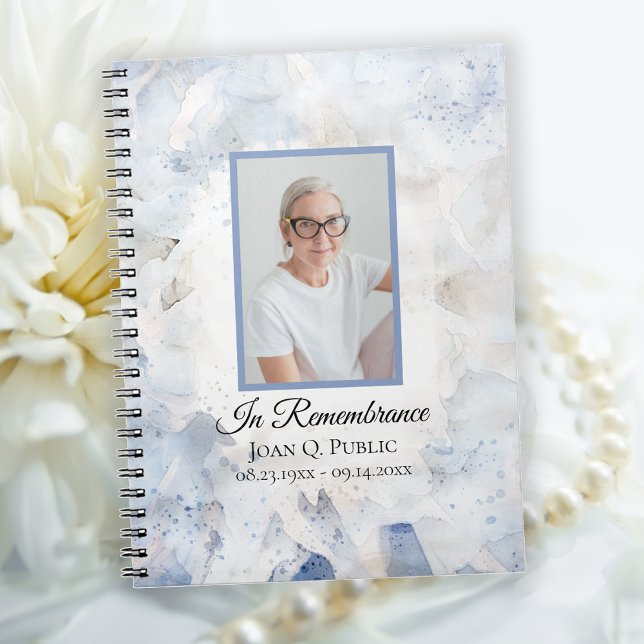 Blue Tinted Carnation Celebration of Life Funeral Notebook (Creator Uploaded)
