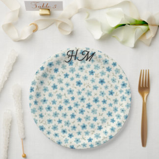 Blue Tiny Flower Simple -Customize  Paper Plate