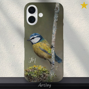 Blue Tit Bird Painting Birdwatcher Custom Name  iPhone 16 Case