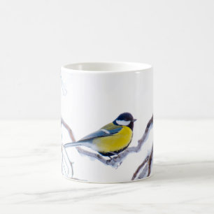 Blue Tit Bird Perched Branches Snow Frost Nature Coffee Mug