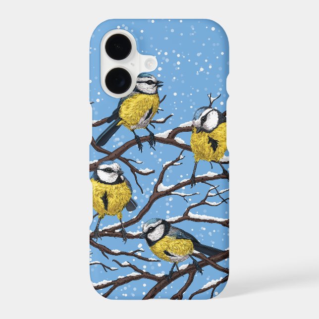 Blue tit birds in winter (Back)