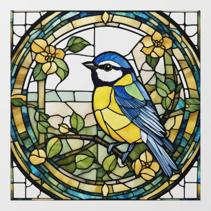 Blue Tit Faux Stained Glass Bluetit Bird Window Cling