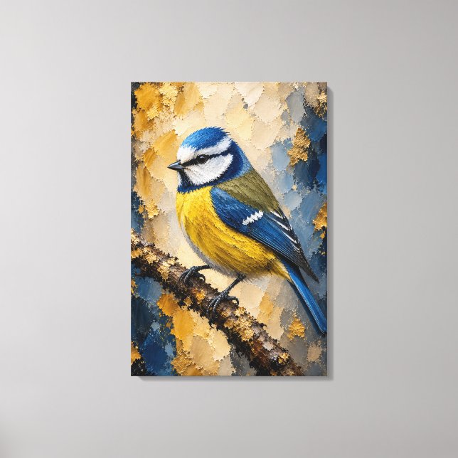 Blue Tit Luxury Impasto Canvas Print (Front)