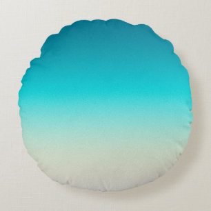 Blue to Aqua Gradient Modern Ombre Athlet Round Cushion