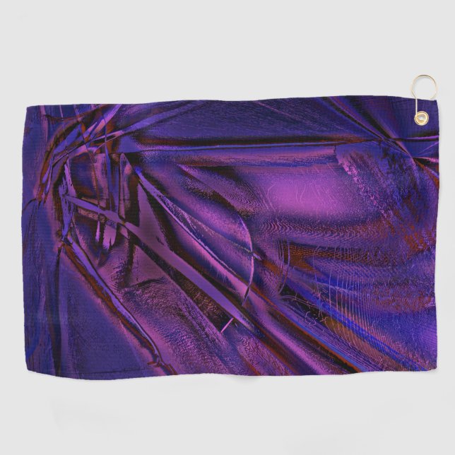 Blue to purple faded texture and digital scratches golf towel (Horizontal)