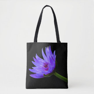 Blue to Purple Water Lily Custom Shoulder Tote