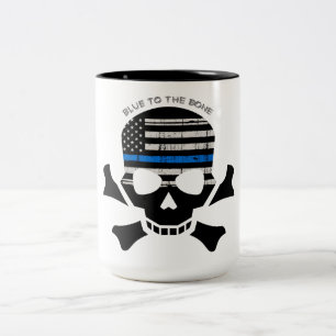 Blue to the Bone (black) Two-Tone Coffee Mug