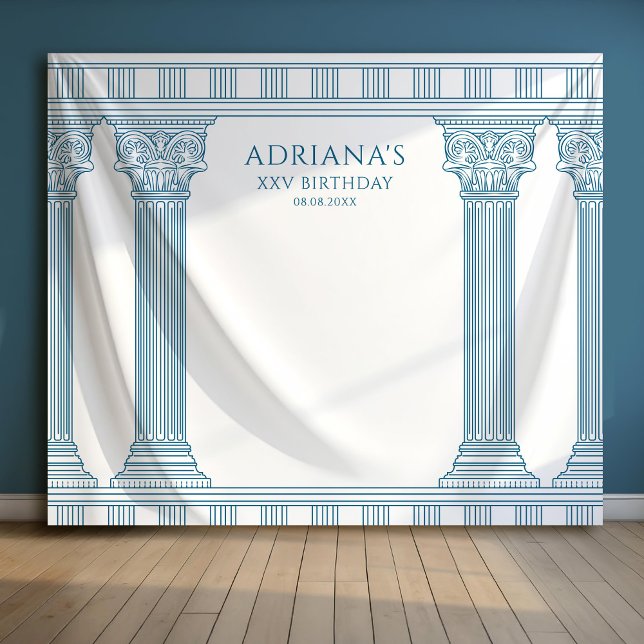 Blue Toga Party columns photo backdrop Tapestry (Creator Uploaded)