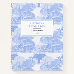 Blue Toile Animals Safari Chinoiserie Baby Boy Notebook