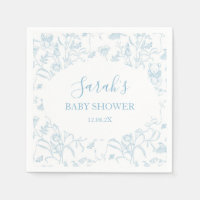 Blue Toile Bear Baby Shower Boy