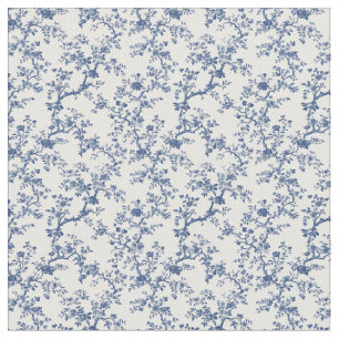 Blue Toile Branch Motif Fabric