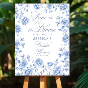 Blue Toile Chinoiserie Bridal Shower Welcome  Poster