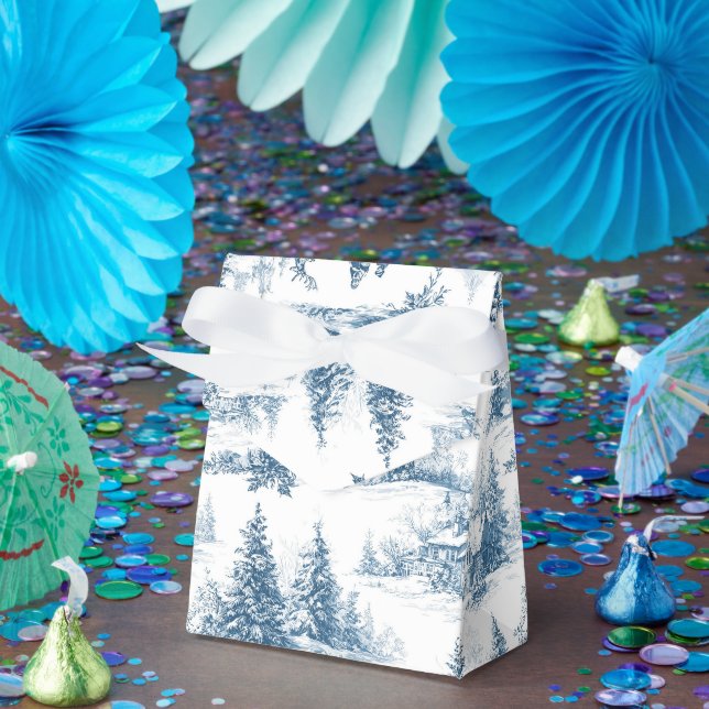 Blue Toile Christmas Pattern  Favour Box (Party)