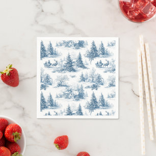 Blue Toile Christmas Pattern  Napkin
