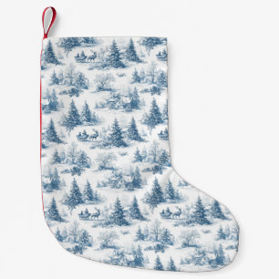 Blue Toile Christmas Pattern  Small Christmas Stocking