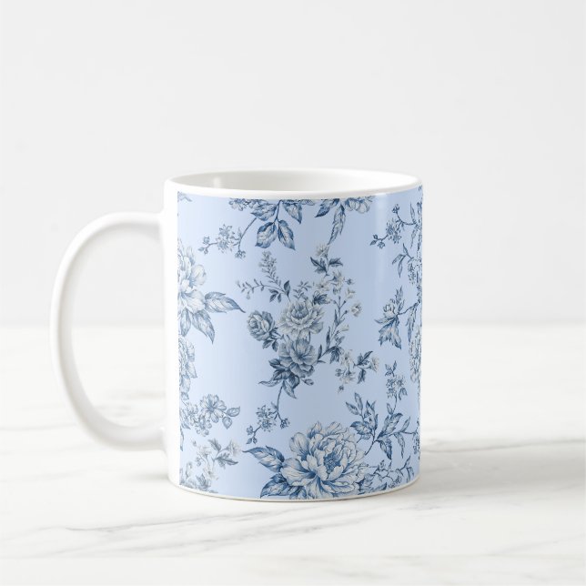 Blue Toile  Coffee Mug (Left)