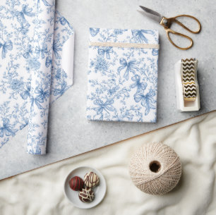Blue Toile Coquette Pattern  Wrapping Paper