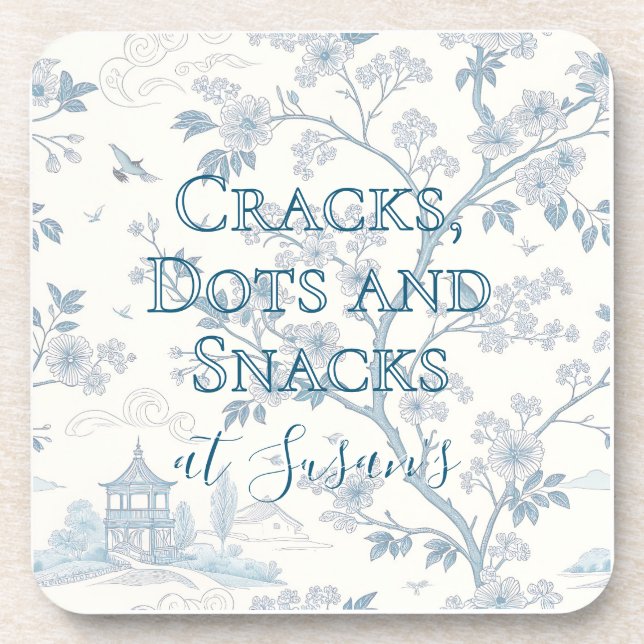 Blue Toile Custom Mahjong Personalised Coaster (Front)