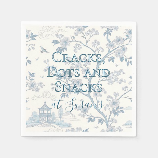 Blue Toile Custom Mahjong Personalised Napkin (Front)