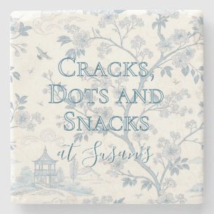 Blue Toile Custom Mahjong Personalised Stone Coaster