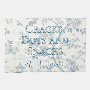 Blue Toile Custom Mahjong Personalised Tea Towel