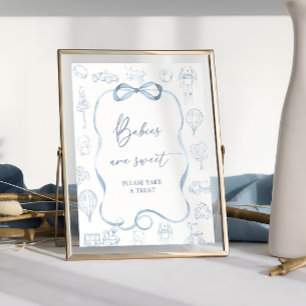 Blue Toile de Jouy Baby Shower Babies are Sweet Poster