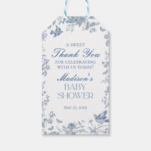 Blue Toile De Jouy Baby Shower Favours Gift Tags