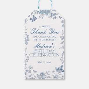 Blue Toile De Jouy Birthday Party Favours Gift Tags