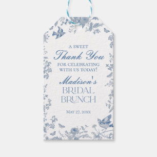 Blue Toile De Jouy Bridal Brunch Favours Gift Tags