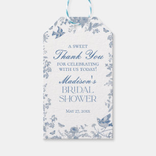 Blue Toile De Jouy Bridal Shower Favours Gift Tags