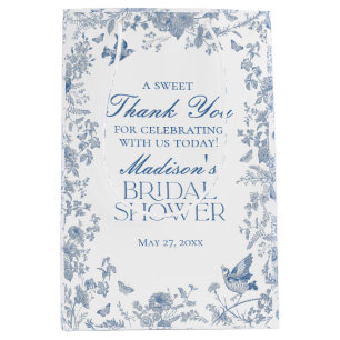 Blue Toile De Jouy Bridal Shower Favours Medium Gift Bag