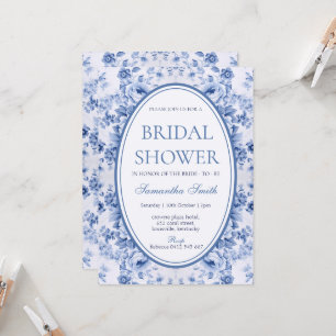 Blue Toile De Jouy Bridal Shower Invitation