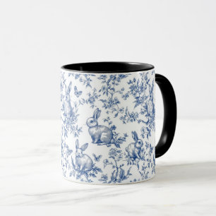 Blue Toile De Jouy Easter Bunny Mug
