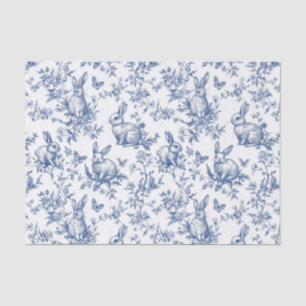 Blue Toile De Jouy Easter Bunny Tissue Paper