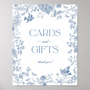 Blue Toile De Jouy Floral Cards and Gifts Sign