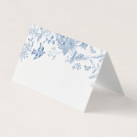 Blue Toile De Jouy Floral Place Card Table Decor