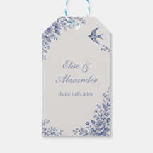 Blue Toile de Jouy Floral Swallow Vintage Wedding
