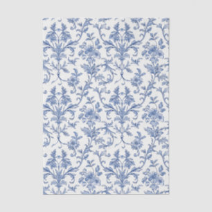 Blue Toile de Jouy French Country Floral Pattern Tissue Paper