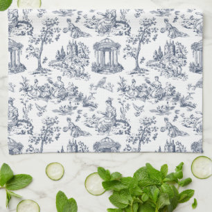 Blue Toile de Jouy, French country style Tea Towel