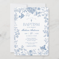 Blue Toile De Jouy French Floral Baptism