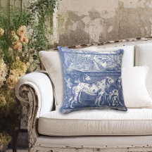 Blue Toile de Jouy Hunting Dogs in Countryside
