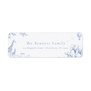 Blue Toile De Jouy Safari Baby Shower Return