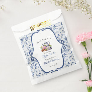 Blue Toile de jouy Tea Party Bridal shower Favour Bags