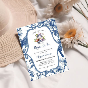 Blue Toile de jouy Tea Party Bridal shower Invitation