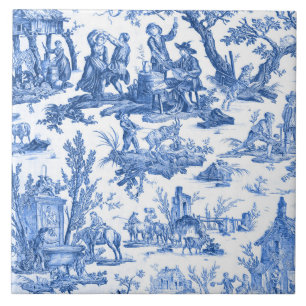 Blue Toile de Jouy  Tile