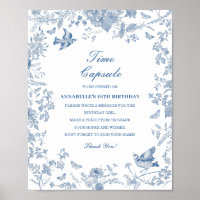 Blue Toile De Jouy Time Capsule Baby Birthday Game