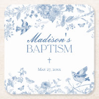 Blue Toile De Jouy Vintage Floral Baptism