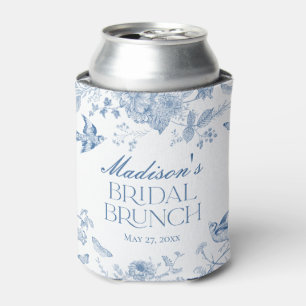 Blue Toile De Jouy Vintage Floral Bridal Brunch Can Cooler